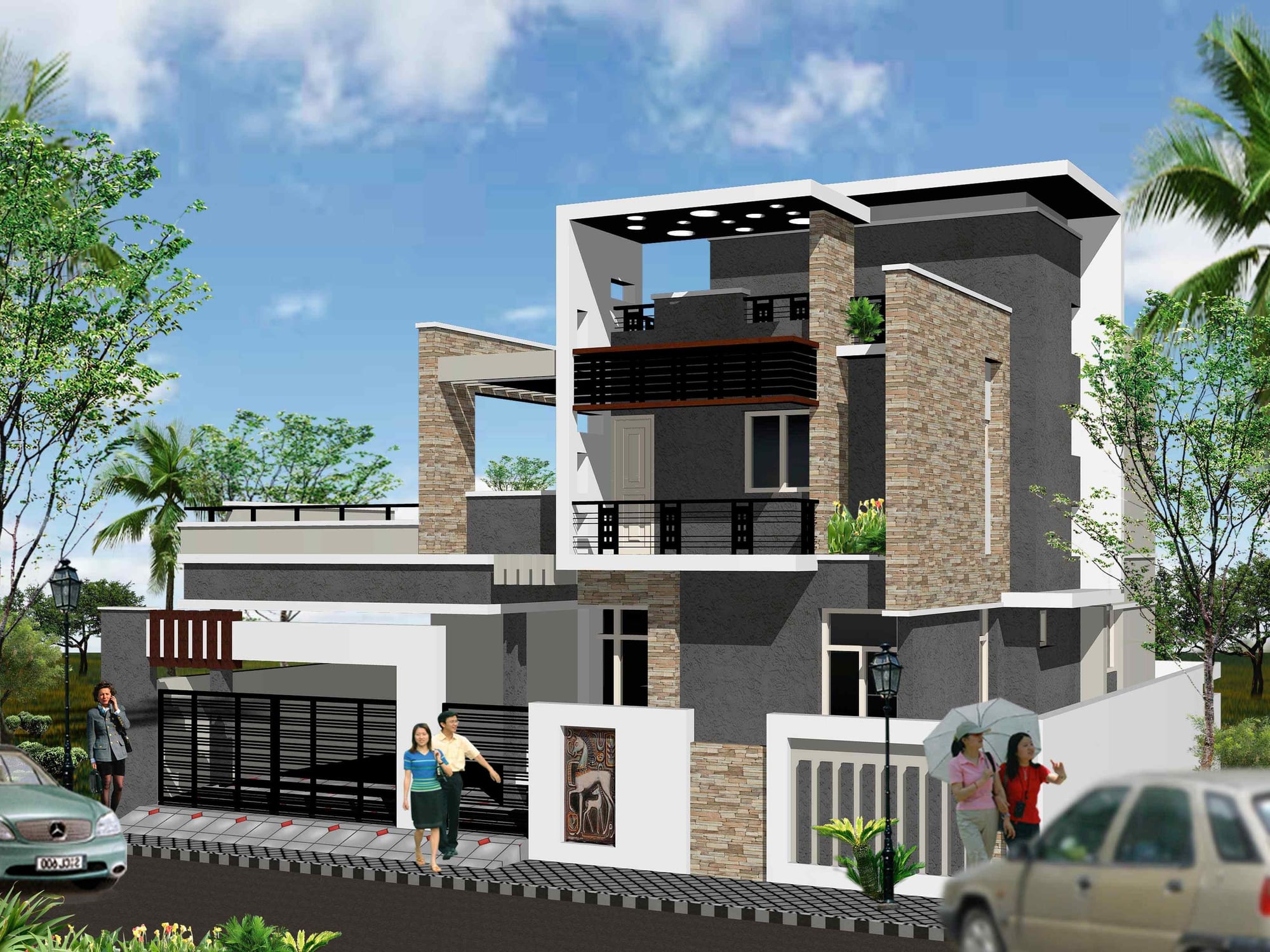 Architectural rendering of a Dwarak Foundations residence