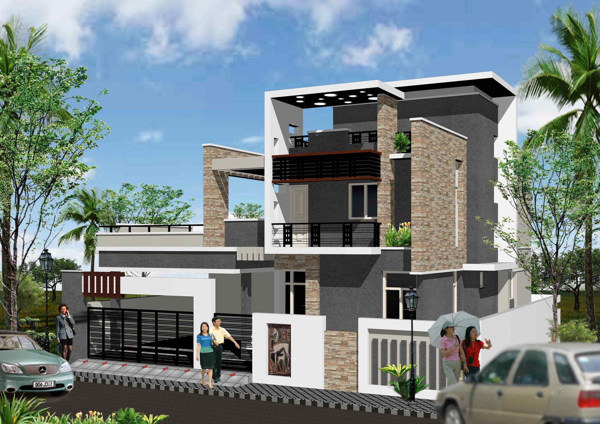 Front elevation of the S. Kolathur Villa